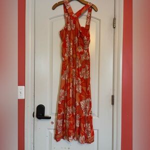 BAND OF THE FREE Criss Cross Halter Maxi in Orange. Size Large.